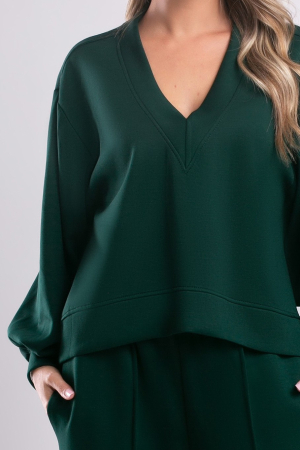 Trening verde over size cu pantalon evazat [3]