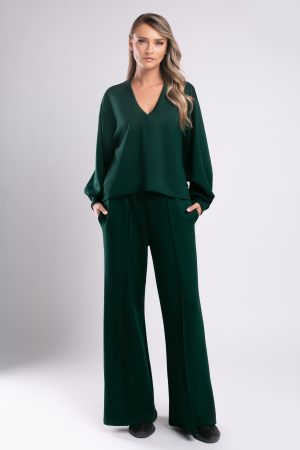 VEZI TOATE NOUTĂȚILE - Trening verde over size cu pantalon evazat