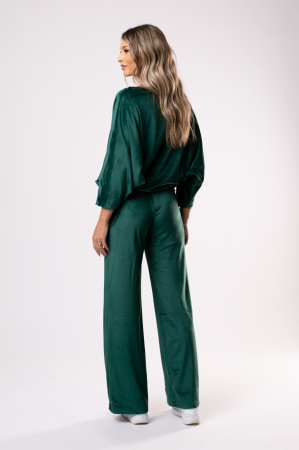 Trening verde smarald din catifea cu mâneci tip fluture [2]