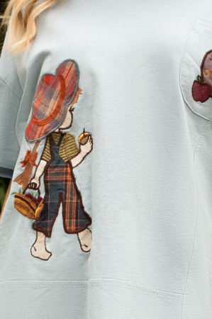 Tricou Sara bleu cu imprimeu brodat [5]