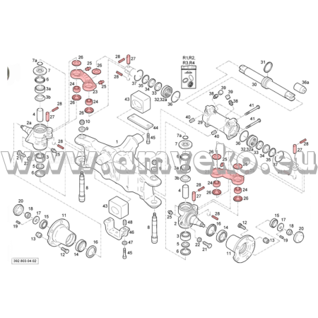 Repair kit - king pin - steering system connecting rod for Linde 392 forklift - 3024501308, 0009122179 [2]