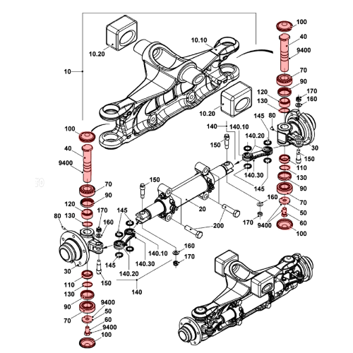Rear Axle Steering Tie Rod Kit for Jungheinrich DFG435S (2017–2020) [2]