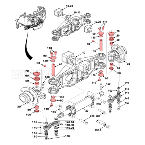 Rear Axle Pivot Kit for Jungheinrich DFG 320 Forklift (Years 2014-2016) [2]