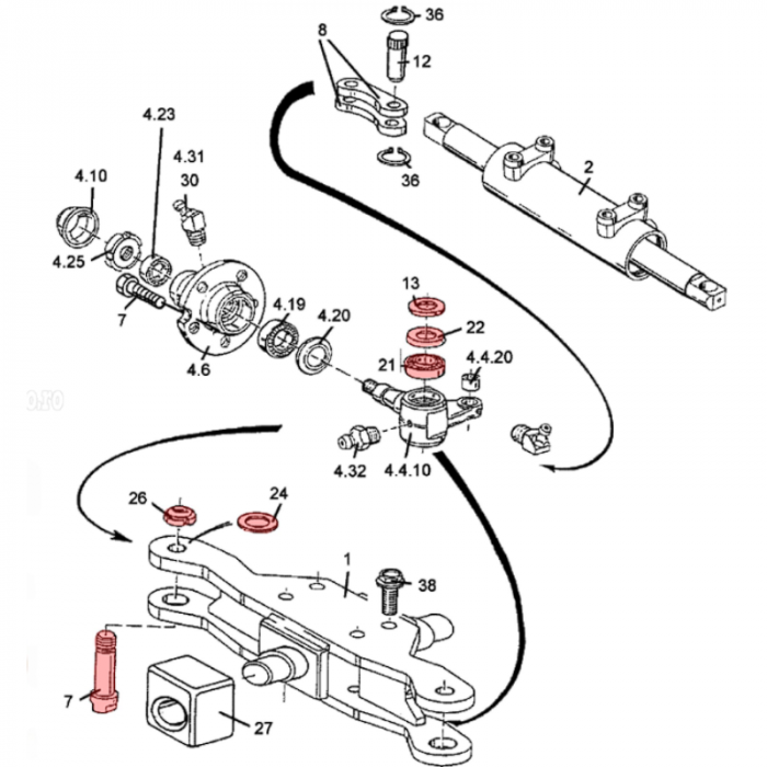 Rear axle pivot kit Jungheinrich DFG 320 Forklift (Years 2004-2006)   [2]