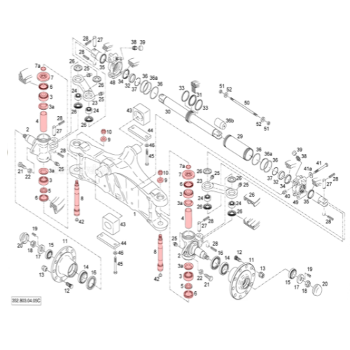 Rear axle spindle kit Linde 352-05 [2]