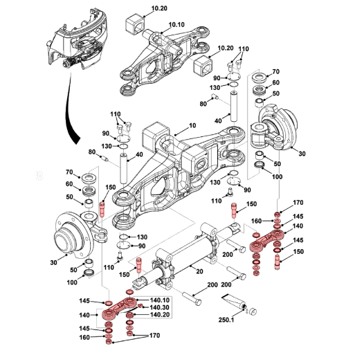 Rear axle steering kit for Jungheinrich DFG 320 forklift (2014–2016) - Amveko Industry [2]