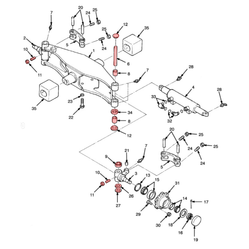 Rear axle steering knuckle shaft kit for Hyster E001 [2]