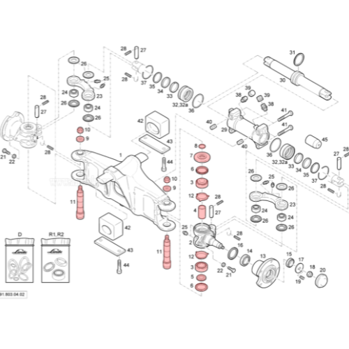 Steering system spindle repair kit - Linde 391 - up to the H2x391F00881 series [2]