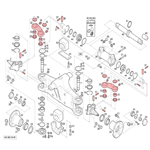 Steering system tie rod repair kit for Linde 392 - 16024501301, 0009122179 [2]