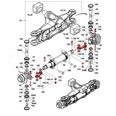Rear axle steering linkage kit for Jungheinrich DFG435S [1]