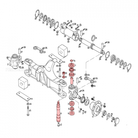 Rear axle steering spindle kit Linde 352-02 - axle type 2 / 352-03 - Amveko [1]