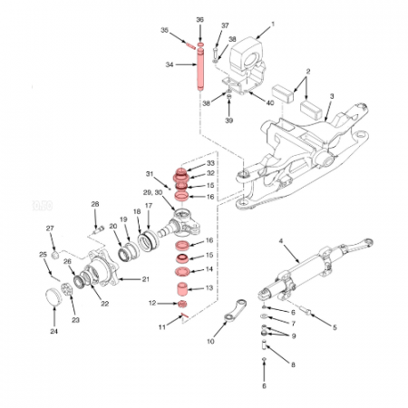 Rear axle spindle pin kit – Hyster L177 - Amveko Industry [1]