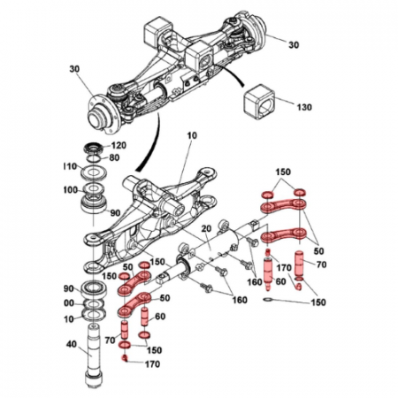 Rear axle steering linkage kit for Jungheinrich DFG 320 forklift (2006–2014) – Left + Right [1]