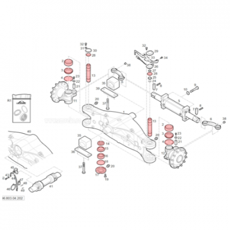 Rear axle steering spindle kit Linde 396-03 - Amveko [1]
