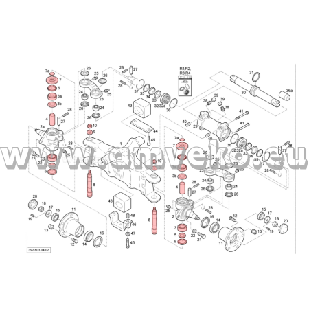 Repair kit king pin steering link - Linde forklift 392 - 3024530216, 3024509001, 3024509000 [1]