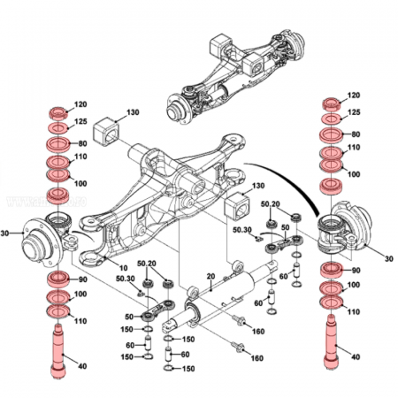 Rear axle pivot kit Jungheinrich DFG 320 Forklift (Years 2006-2014) [1]