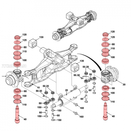 Rear Axle Steering Kingpin Kit for Jungheinrich DFG 320 (2014–2016) [1]