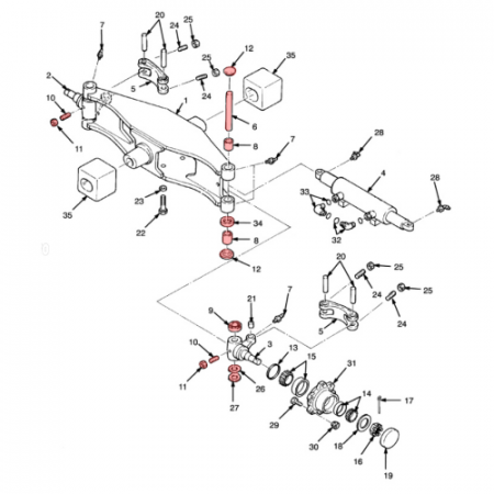 Rear axle steering knuckle shaft kit for Hyster E001 [1]