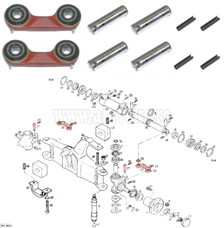 Forklift Steering Kit - Rear axle steering link kit Linde 351-01 351-02 351-03 352 - axle type 1