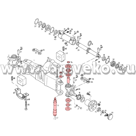 Rear axle steering spindle kit Linde 351-01 351-02 351-03 352 axle type 2 - Amveko Industry [1]