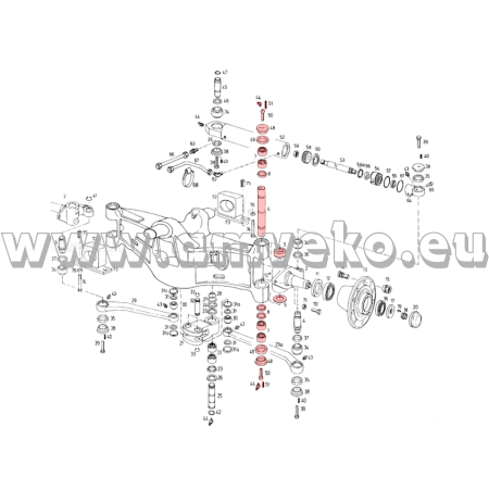 Rear axle steering spindle kit Linde forklift 352-02 axle - type 1 0 3424530212, 0009246700 [1]