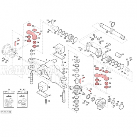 Steering system connecting rod repair kit - Linde 391 forklift [1]