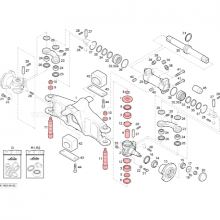 Steering system spindle repair kit - Linde 391 - up to the H2x391F00881 series [1]
