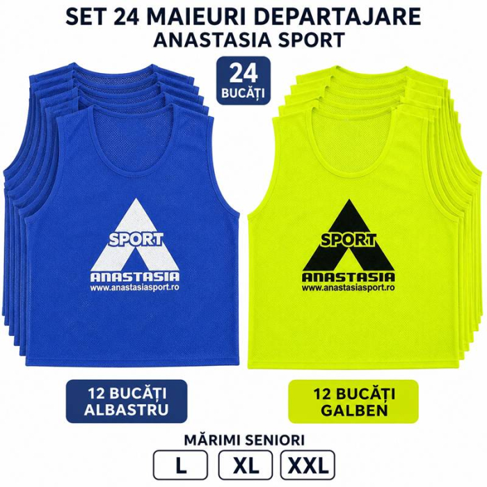 Set of 24 Anastasia Sport training bibs, 12 yellow + 12 blue, adult sizes L, XL and XXL [2]