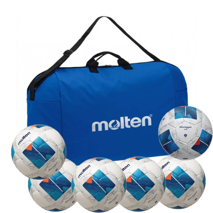Pack of 6 Footballs Molten FIFA Quality PRO: 1x F5N5000 + 5x F5N3555, Size 5 + Ball Bag EK0046-B [2]