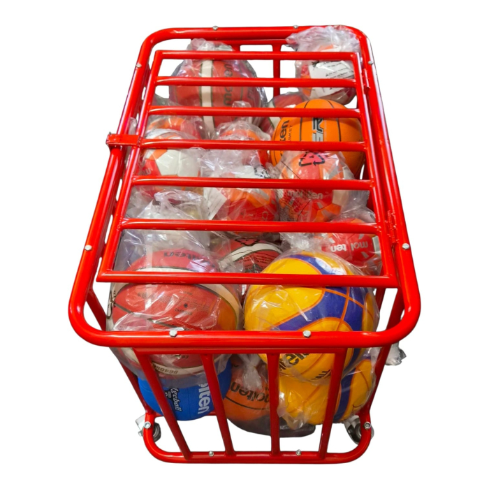 Carucior metalic Sportech pentru mingi, cu inchidere si roti [9]