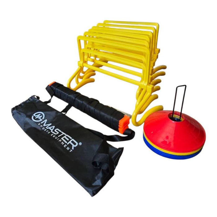 Kit antrenament agilitate Master Sport, 6 obstacole reglabile, scara agilitate 6 m, 20 jaloane/copete [2]