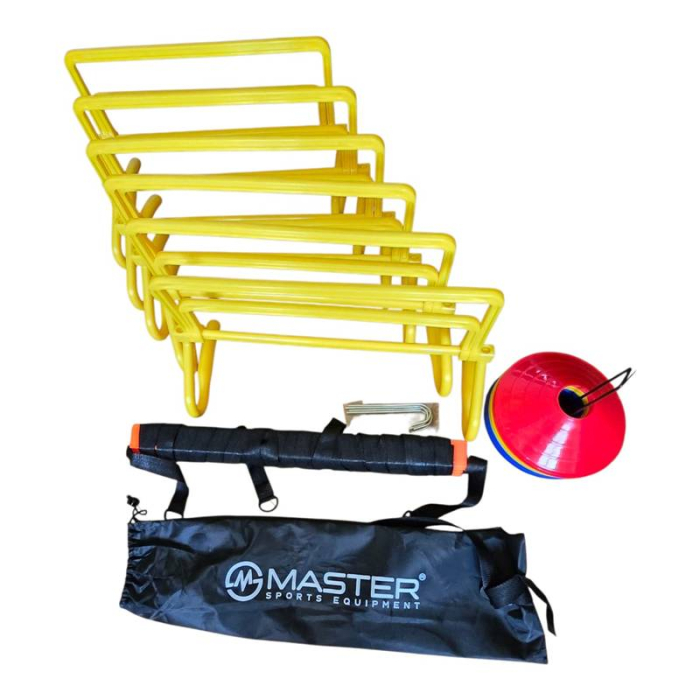 Kit antrenament agilitate Master Sport, 6 obstacole reglabile, scara agilitate 6 m, 20 jaloane/copete [5]