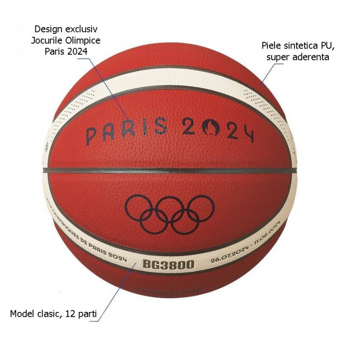 Molten B7G3800 design OG Paris FIBA approved basketball, size 7 [3]
