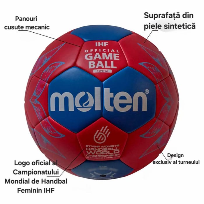 Minge handbal Molten A1800, design CM de Handbal 2025, recomanda pentru antrenament, marime 3 [5]