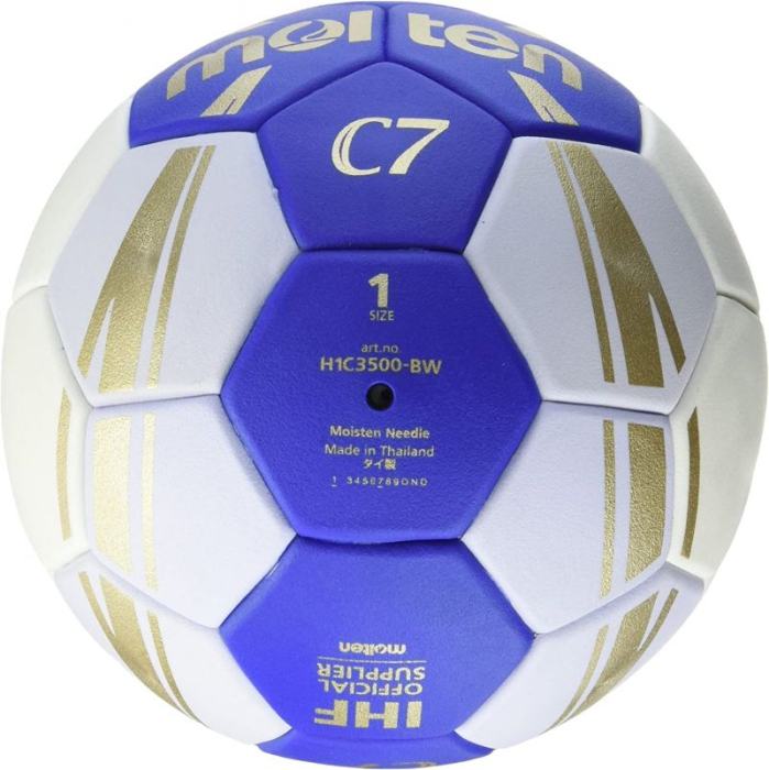 Minge handbal Molten H1C3500  speciala pentru incepatori, super grip, marime 1, alb cu albastru [4]