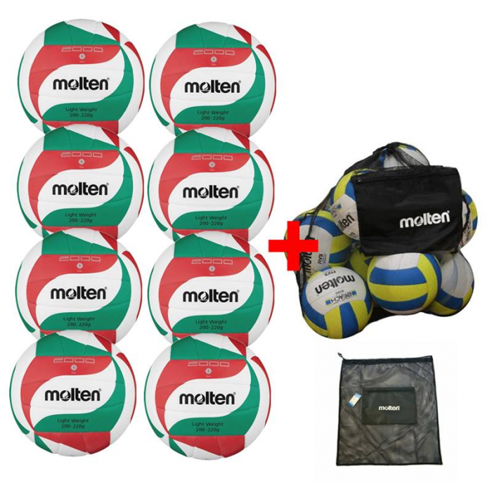 Pachet 8 mingi volei Molten V5M2000-L, LIGHT, usoara cu sac transport [1]