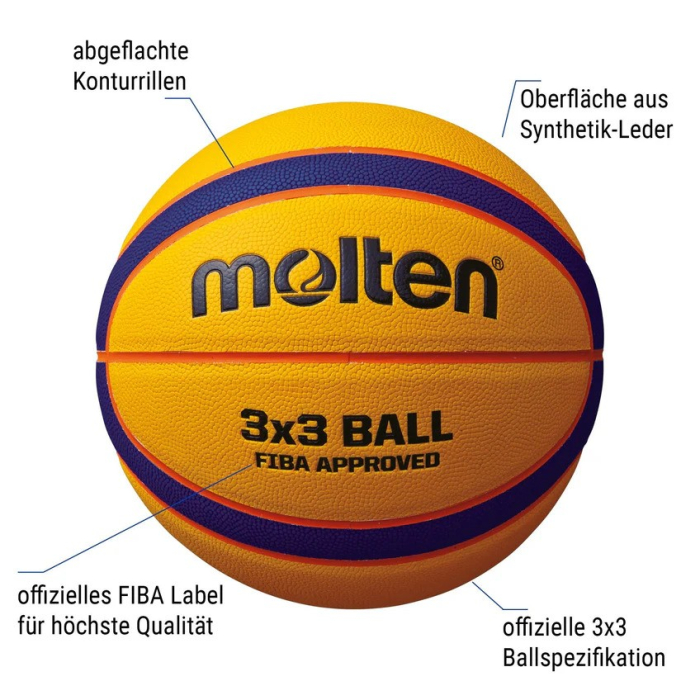 Set of 3 Molten B33T5000 3x3 Basketballs + Molten EB0043-B Bag, FIBA Approved, Indoor/Outdoor [4]