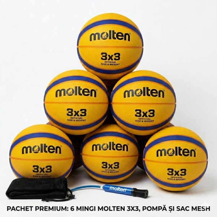 Pachet 6 mingi baschet 3x3 Molten B33T2000 + sac Molten SBP + pompa Molten [3]