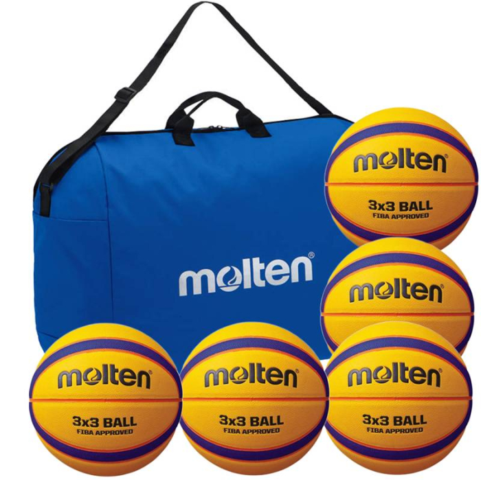 Set of 6 Molten B33T5000 3x3 Basketballs + Molten EB0046-B Bag – FIBA Approved, Indoor & Outdoor, Size 6 / Size 7 Weight [2]