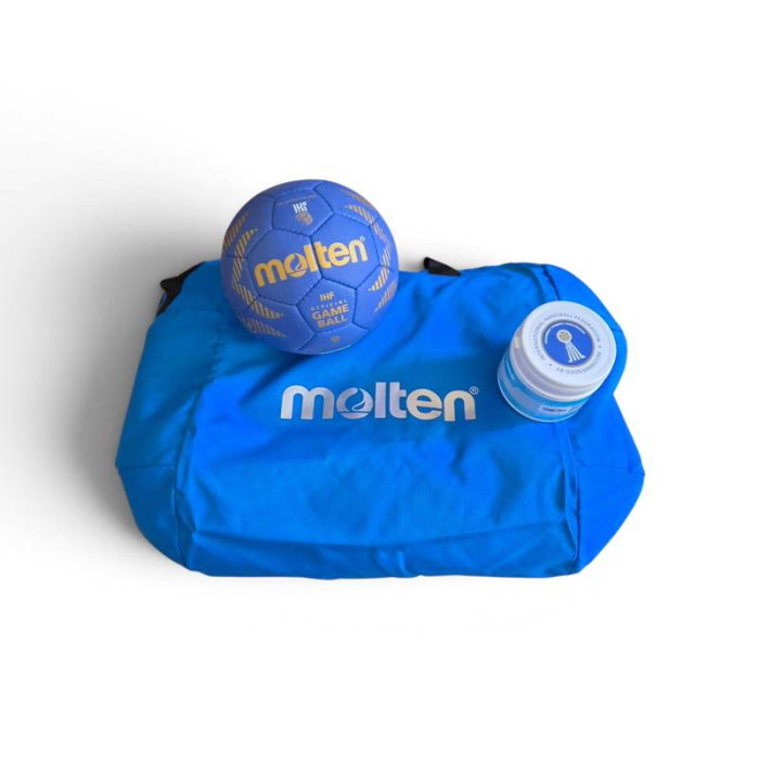 Set of 6 Molten H3A5000 Handballs, IHF Official, Size 3, with Bag and 500 ml Resin Gel [2]