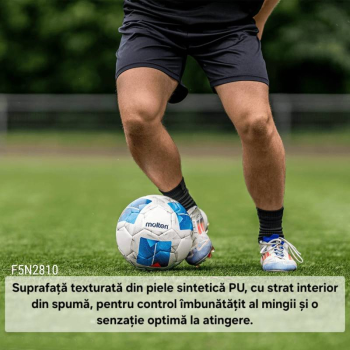 Pachet 8 mingi fotbal Molten F5N2810 marimea 5 + pompa DHP21 + sac mingi SPB, cusute manual, piele PU [6]