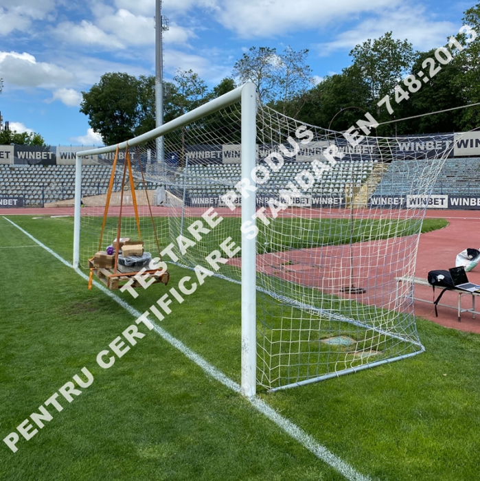 Poarta de fotbal profesionala aluminiu, fixa 7,32 x 2,44 m dimensiune oficiala, [12]