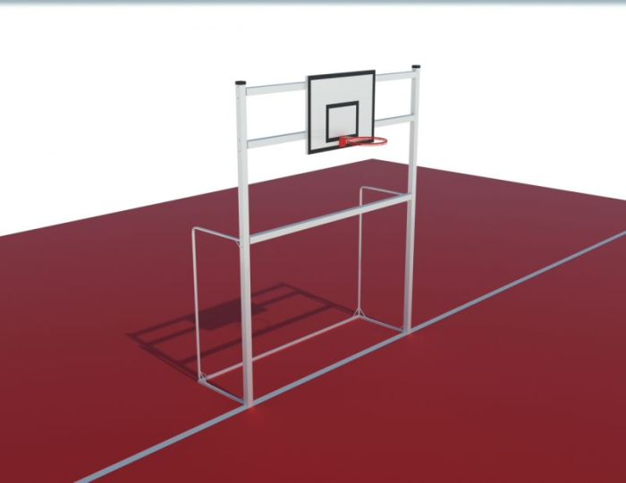 Poarta fotbal / handbal 3x2 m aluminiu cu panou baschet fibra sticla 120x90 cm si inel cu plasa [4]