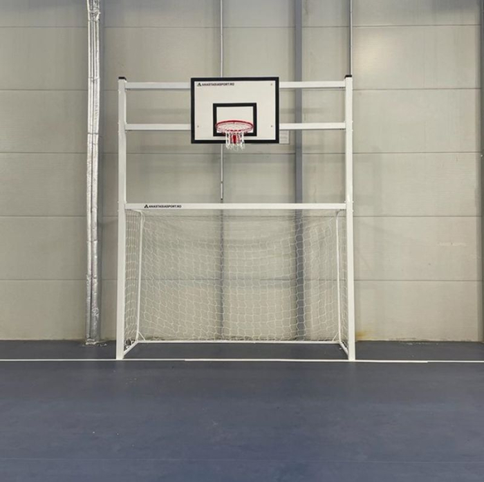 Poarta fotbal / handbal 3x2 m aluminiu cu panou baschet fibra sticla 120x90 cm si inel cu plasa [2]