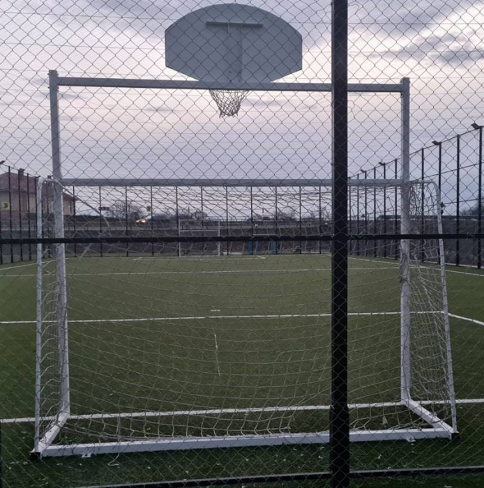 Football / handball goal with TEGO basketball panel 120x70 ring and net [5]