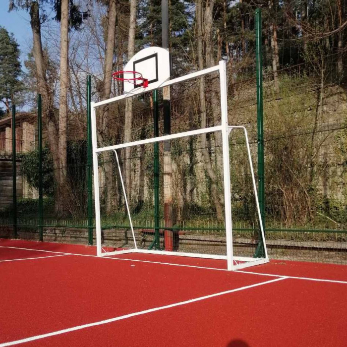Football / handball goal with TEGO basketball panel 120x70 ring and net [1]