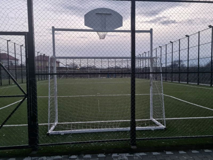 Football / handball goal with TEGO basketball panel 120x70 ring and net [9]