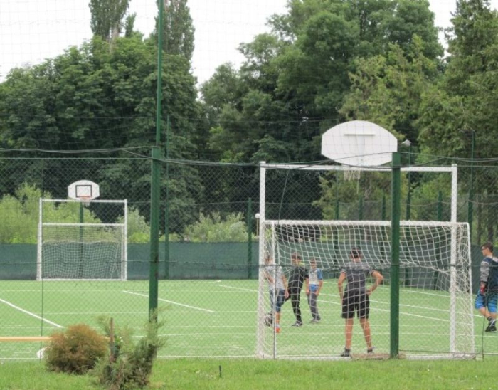 Football / handball goal with TEGO basketball panel 120x70 ring and net [3]