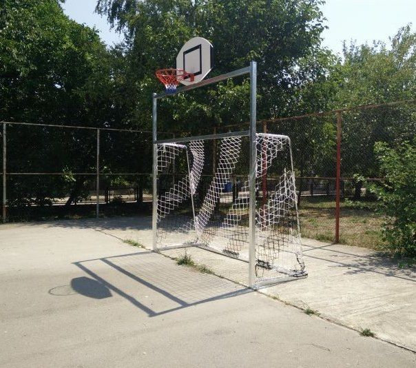 Football / handball goal with TEGO basketball panel 120x70 ring and net [5]