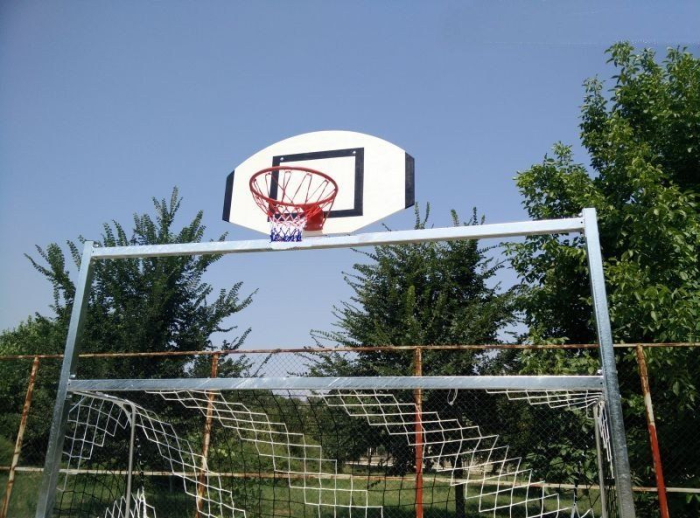 Football / handball goal with TEGO basketball panel 120x70 ring and net [4]